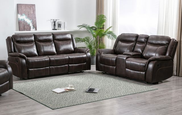 Mazin Furniture Paxton Brown Reclining Loveseat-2