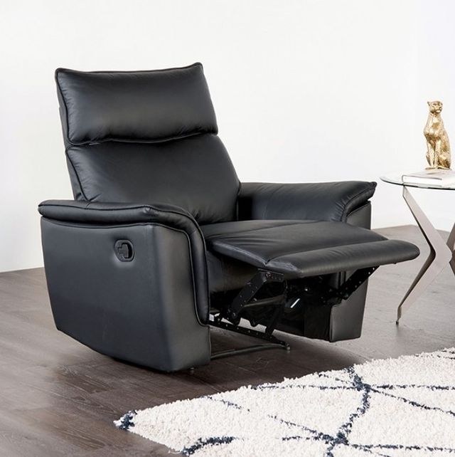 Furniture of America® Bienne Black Manual Recliner Chair-1