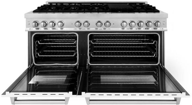 ZLINE 60" Stainless Steel Pro Style Dual Fuel Range with White Matte Door-1