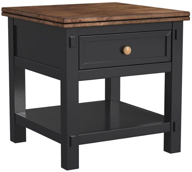 A-America® Stormy Ridge Chickory Top End Table with Slate Black Base-0