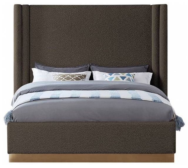 Meridian Furniture Halton Brown King Upholstered Panel Bed-1