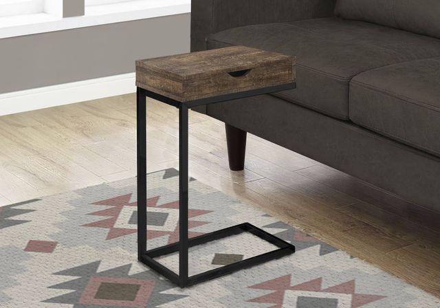 Monarch Specialties Inc. Brown Reclaimed Wood Drawer Table with Black Metal Base -1