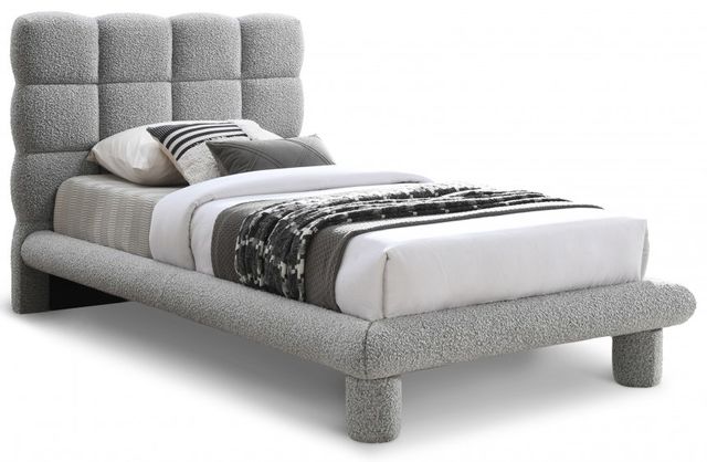 Meridian Furniture Deco Grey Twin Boucle Panel Bed-0
