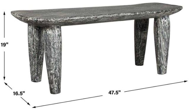 Uttermost® Fade To Black Distressed Black/White Wood Bench-4
