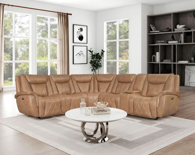 Corinthian Furniture Jordan 6-Piece Camel L-Shape Power Reclining Sectional-1