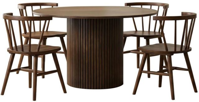 Coaster® Hamlyn 5-Piece Walnut Round Dining Table Set-0