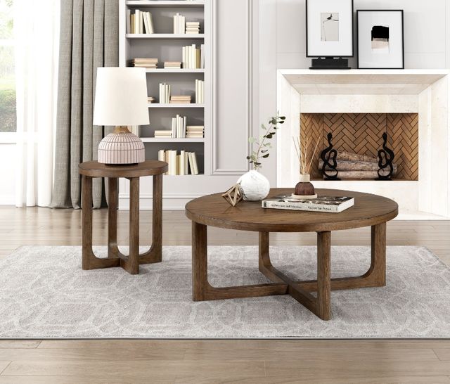 Homelegance® Blake Light Brown Round End Table-1