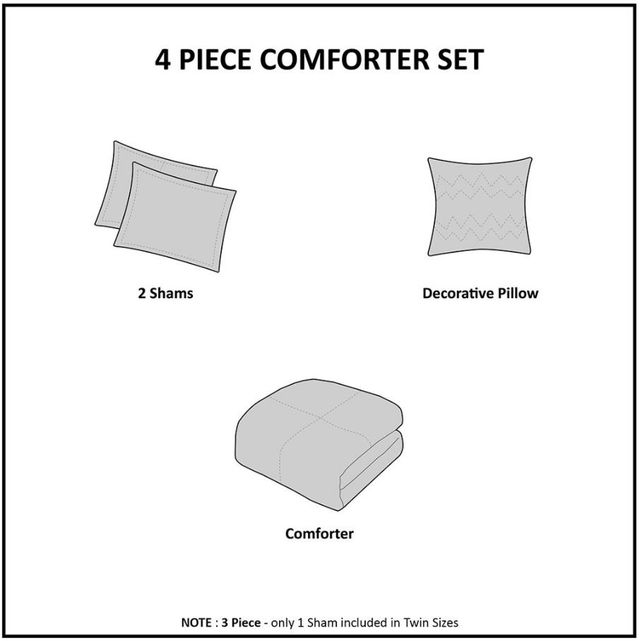 Olliix by Madison Park Doreen 4 Piece Grey King/California King Cotton Comforter Set-3