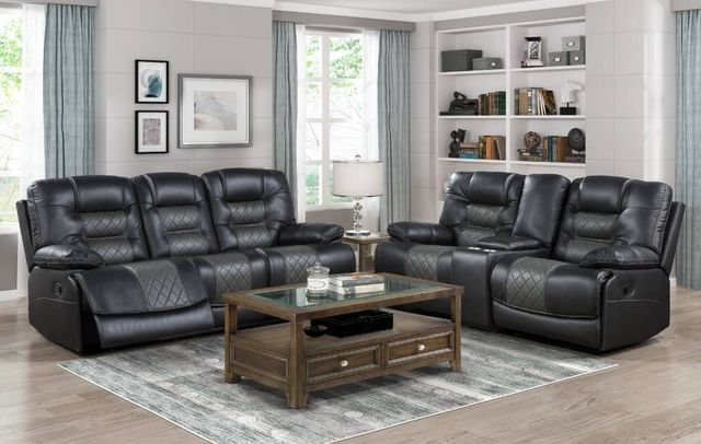 Homelegance® Fabian Dark Gray/Gray Double Glider Reclining Loveseat-1