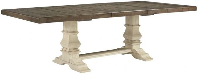 Signature Design by Ashley® Bolanburg Weathered Gray Extension Dining Table with Antique White Trestle Legs