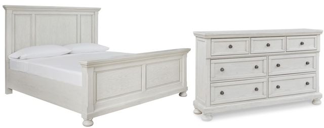 Signature Design by Ashley® Robbinsdale 2-Piece Antique White Queen Panel Bed Set-0