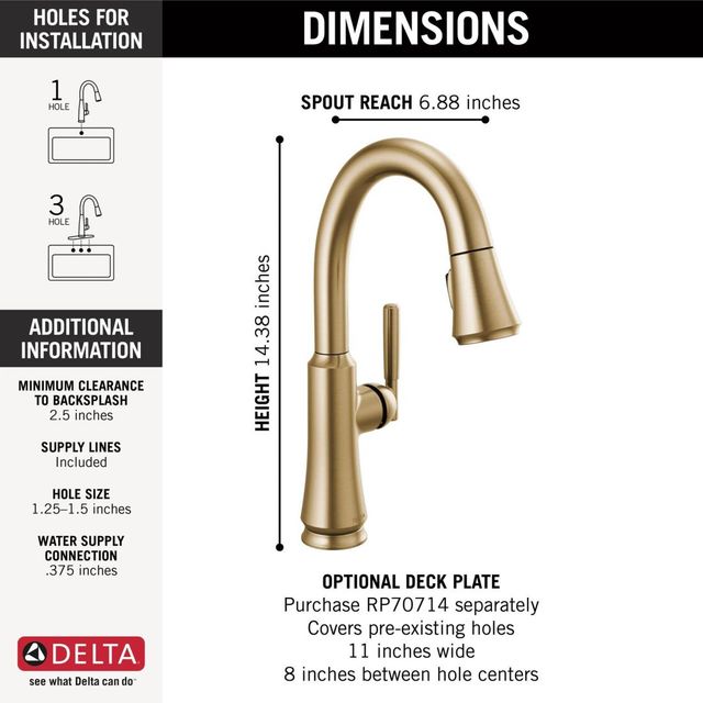 Delta Coranto® Champagne Bronze Single Handle Pull-Down Bar/Preparation Kitchen Faucet-2