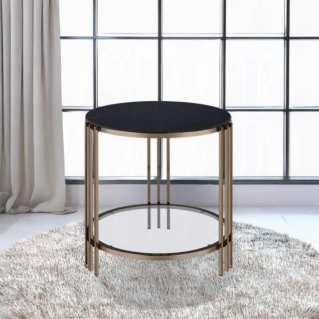ACME Furniture Zaidee Black End Table with Champagne Base-1