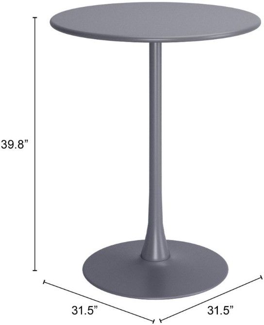 Zuo® Modern Soleil Gray Steel Outdoor Bar Table-2