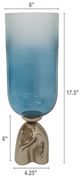 A & B Home Blue/Gold/White Glisten Glass and Aluminum Vase-2