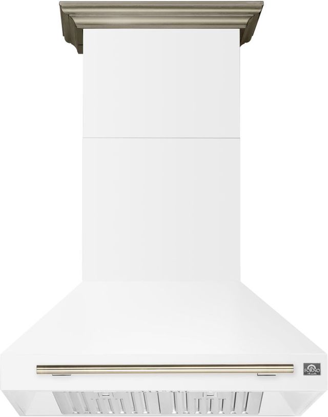 FORNO® Aria Series Alta Qualita 36" White Wall Mounted Range Hood  -0