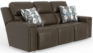 iAmerica Tuscany Chocolate Leather Power Reclining Sofa with Power Headrest