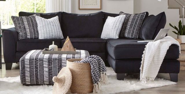 American Wholesale Furniture 2-Piece Groovy Black L-Shape Sectional-1