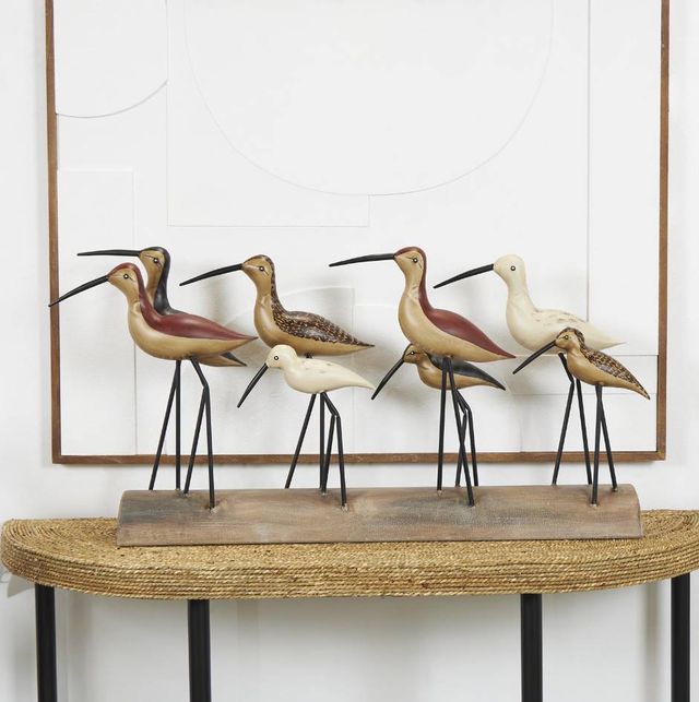 Deco Marche Brown Bird Sculpture with Log Base-4
