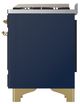 Ilve® Majestic III 60" Midnight Blue Pro Style Dual Fuel Liquid Propane Range with Solid Door and Brass Trim-4