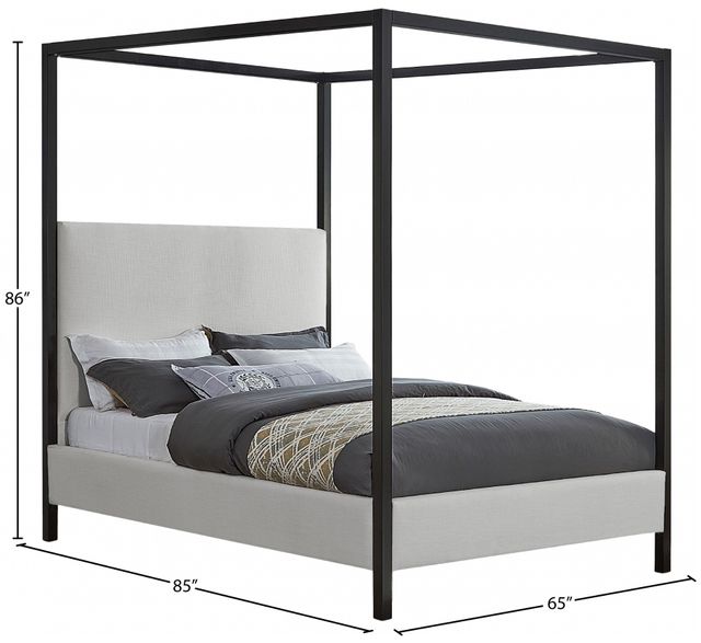 Meridian Furniture James Cream Queen Upholstered Canopy Bed-2