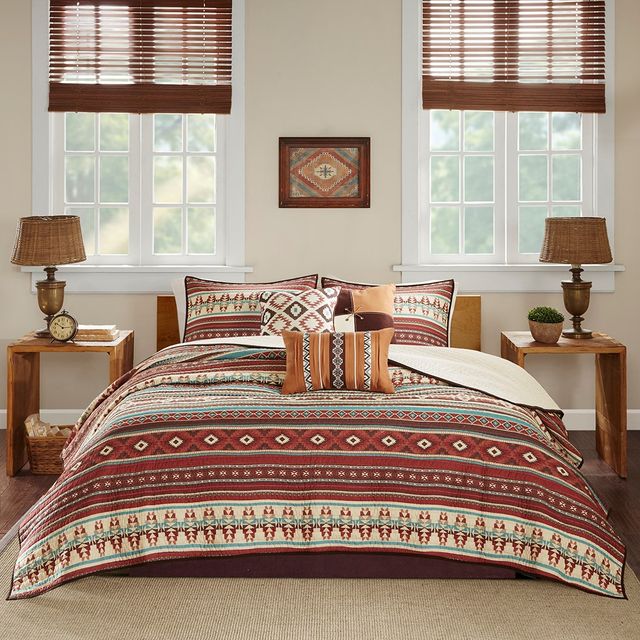 Olliix by Madison Park 6 Piece Spice King/California King Taos Reversible Coverlet Set-1