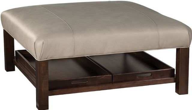Craftmaster® Customizable CM Leather Cocktail Ottoman with 2-Trays-0