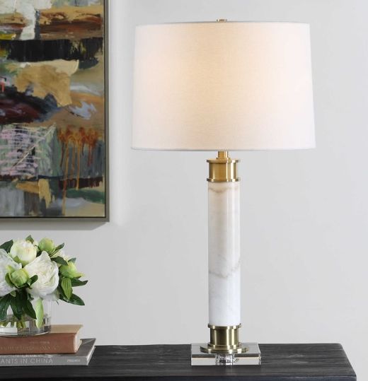Uttermost® Plinth White Marble Table Lamp-1