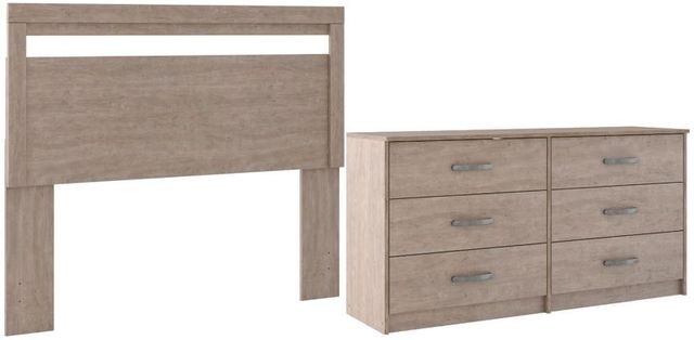 Signature Design by Ashley® Flannia 2-Piece Gray Queen Panel Headboard Bed Set-0