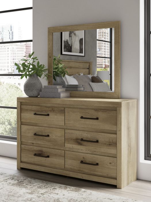 Benchcraft® Brozmont Tan Dresser and Mirror-1