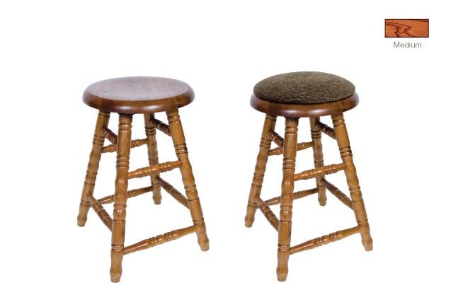 Allwood Furniture Group #41 24" Solid Oak Backless Swivel Stool with Pad-1