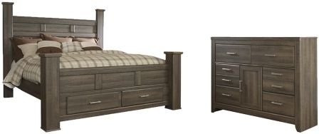 Signature Design by Ashley® Juararo 2-Piece Dark Brown King Poster Bed Set-0