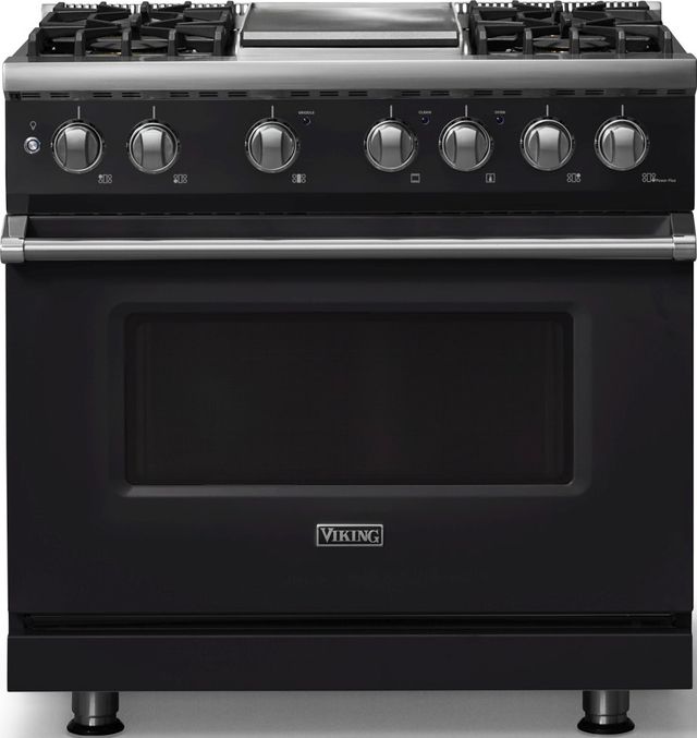 Viking® 5 Series 36" Onyx Pro Style Dual Fuel (NG) Range with Polished Chrome Trim-0
