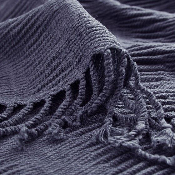 Olliix by INK+IVY Reeve Navy 50" x 60" Ruched Throw-1