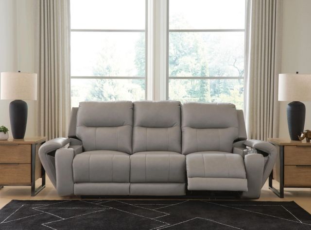 Signature Design by Ashley® Trendsetter Ash Power Reclining Sofa with Audio Seating-2