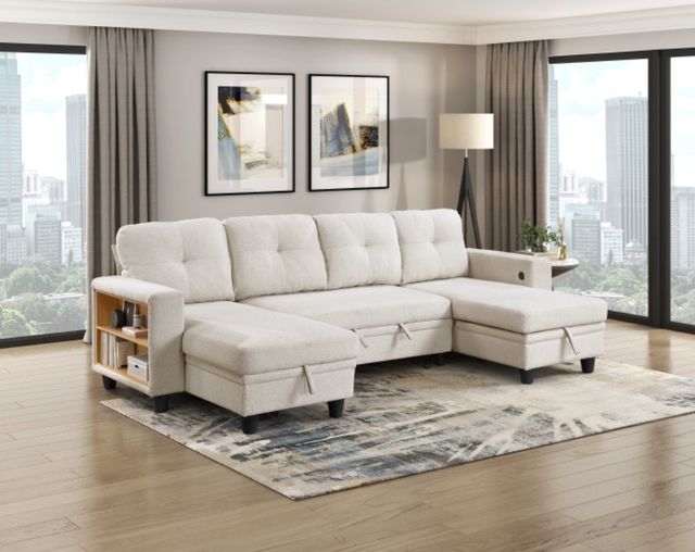 Homelegance® Robinson 4-Piece Beige U-Shape Sectional and Chaise-1