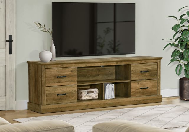 Monarch Specialties Inc. Dark Brown 72" Knotty Oak TV Stand with 4 Drawers-1