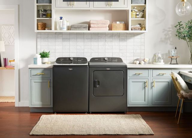 Whirlpool® 7 Cu. Ft. Volcano Black Front Load Electric Dryer with Moisture Sensor-1