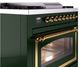 Ilve® Nostalgie II Noblesse 36'' Emerald Green Pro Style Dual Fuel Range with Brass Trim-4