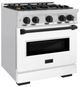 ZLINE Classic Autograph Edition 30" Stainless Steel Pro Style Gas with White Matte Door and Matte Black Accents-2