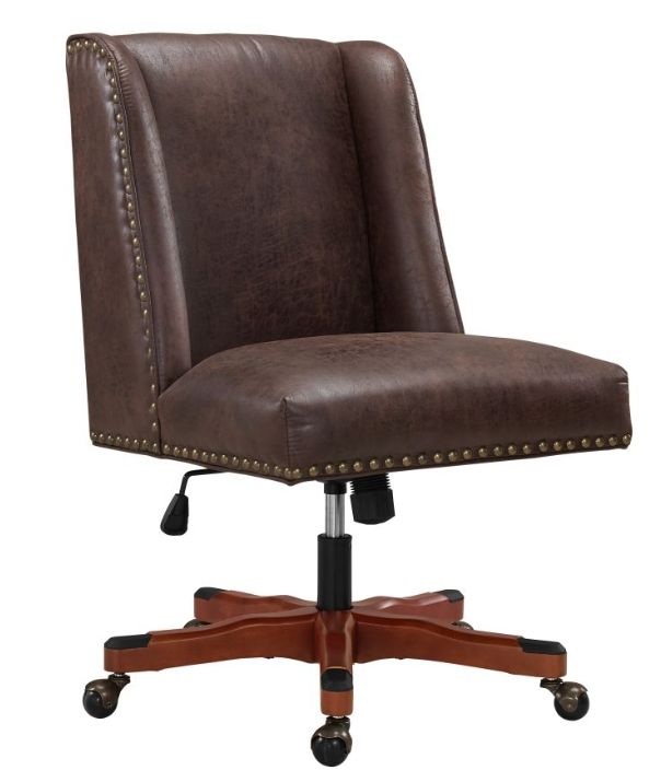 Linon Draper Brown/Dark Walnut Office Chair-0
