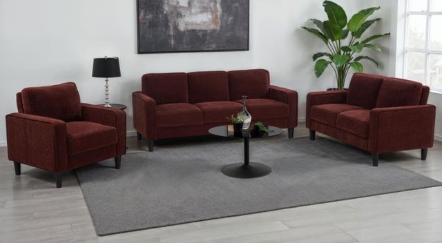 Coaster® Ruth 3-Piece Rust Red Upholstered Sofa Set-1