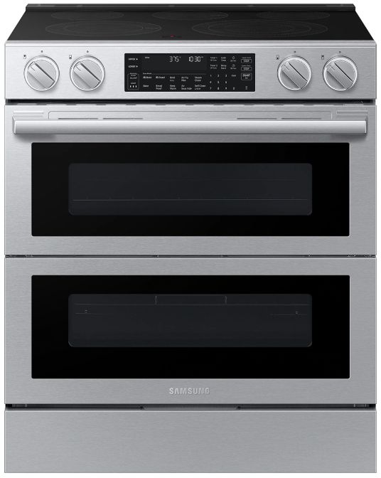 Samsung Bespoke 30" Fingerprint Resistant Stainless Steel Smart Slide-in Electric Range with Flex Duo™ Oven-0