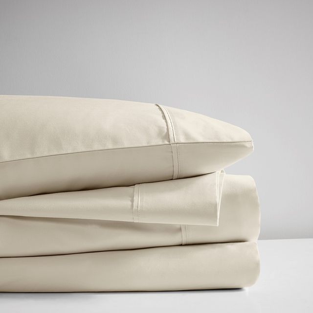 Olliix by Beautyrest Ivory Full 400 Thread Count Wrinkle Resistant Cotton Sateen Sheet Set-2