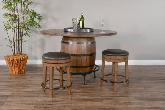Sunny Designs™ Doe Valley Buckskin Pub Table with Wine Barrel Base-2