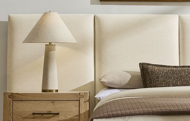 Artisan & Post by Vaughan-Bassett Joinery Espresso Oak/Ivory Cream King Upholstered Wall Panel Bed-2