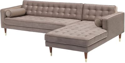 front view of the Armen Living Somerset 2-Piece Taupe Sectional Right-Arm Facing Sofa Sectional and Chaise