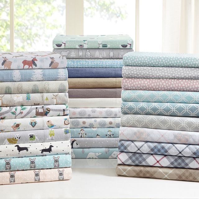 Olliix by True North by Sleep Philosophy Cozy Flannel Multicolor Sloth King Cotton Printed Sheet Set-3