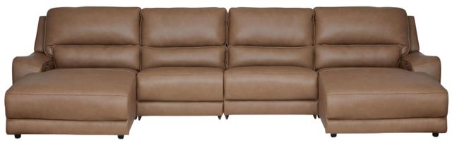 Signature Design by Ashley® DeepWakes 4-Piece Caramel Power Reclining U-Shaped Sectional and Double Chaise-0
