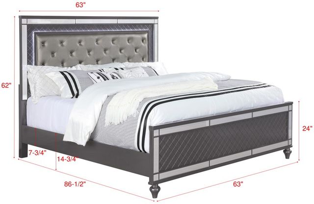 Crown Mark Refino Gray Queen Upholstered Panel Bed-2